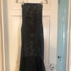 Black Flower Sequin Prom Dress